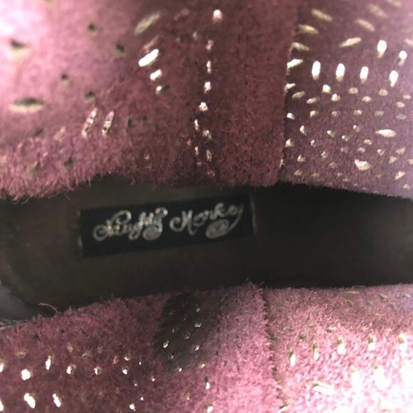 Naughty Monkey 6.5 Womens Maroon Suede Perforated Buckle Heeled Ankle Booties - Picture 8 of 8